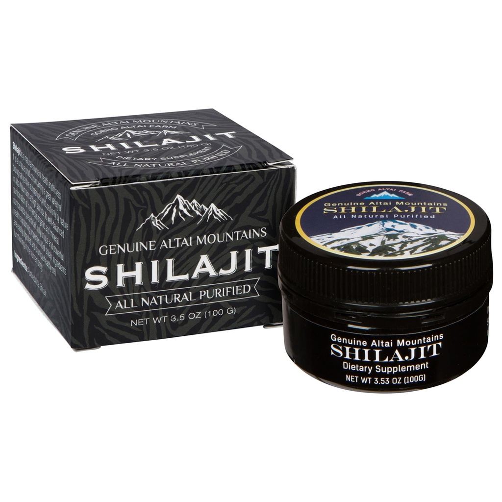 Sayan Pure Shilajit Resin 3.5oz/100g, 660 Servers - Krachtig Organisch Fulvinezuur Supplement - Ondersteunt Immune System, Geheugen, Focus, en Biedt Natuurlijke Energie, Detox - Vegan, Non-GMO