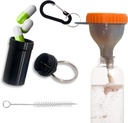Proteïne Funnel Set Travel Proteïne Poeder Containers met 1 Carabiner 1 Borstel en 1 Mini Pocket Pill Box versterkt om te voorkomen dat Spills Gym Pre-Workout Supplement Orange Powder Funnels