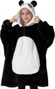 Giggling Getup Draagbare deken Hoodie voor meisjes en jongens Sherpa Fleece Hooded deken Sweatshirt Warm Gezellige Sherpa Wearable Gooi Oversized Hoodie met Giant Pocket & Sleeves voor Kids Panda