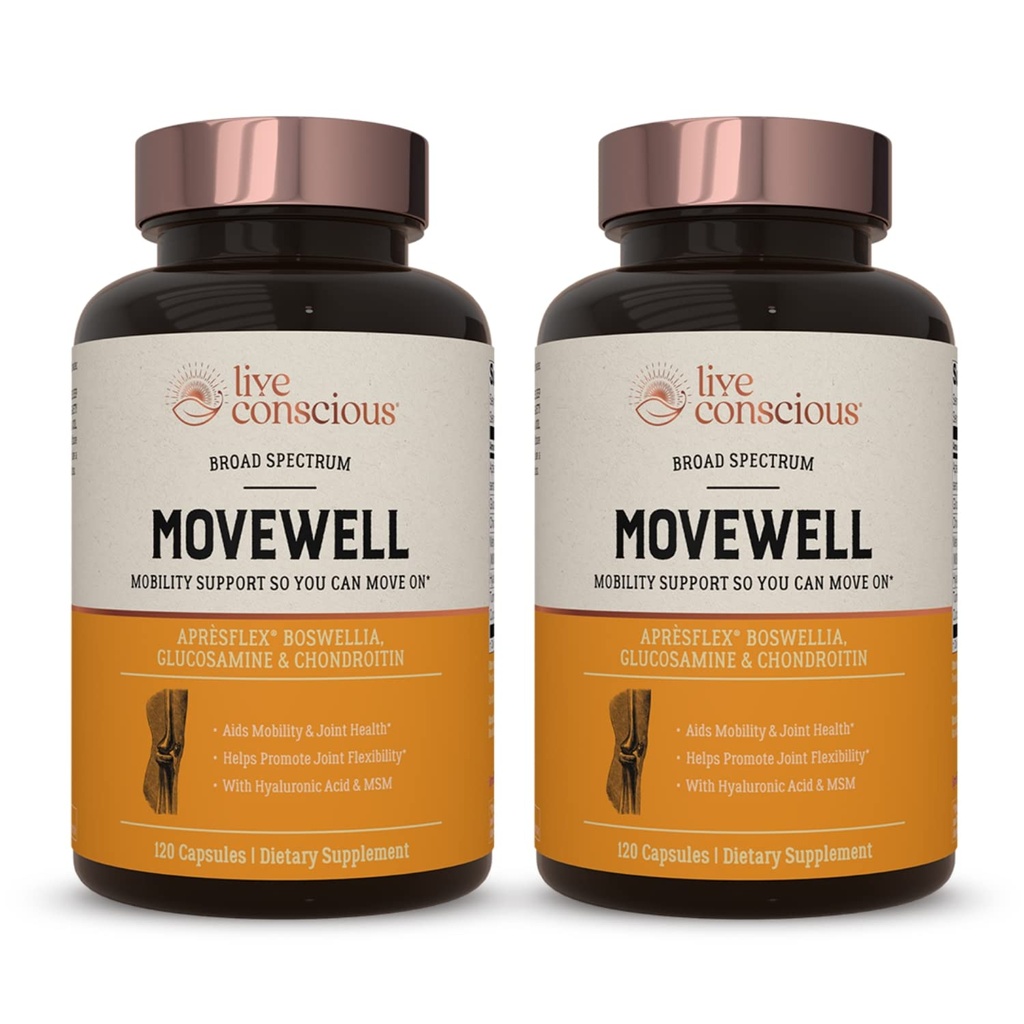 MoveWell door LiveConscious Glucosamine Chondroitin met MSM, Hyaluronzuur, en meer 