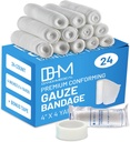 D&H Medical Pack of 24 Gauze Bandage Roll 4 Inches x 4 Yards - Medical Gauze Wrap for Wounds Care - Eenvoudig te gebruiken Katoenen Gauze Rolls voor Hand Wrap Dressing Enkels & Knieën
