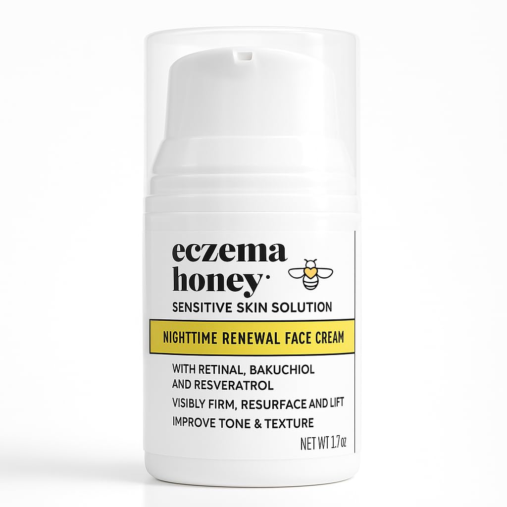 ECZEMA HONEY Geconcentreerde nachtelijke vernieuwing Gezichtscrème - Antiveroudering Huidverzorgingsproducten - Ongeparfumeerde gezicht Moisturizer voor eczeem, droge en gevoelige huid (1.7 Oz)