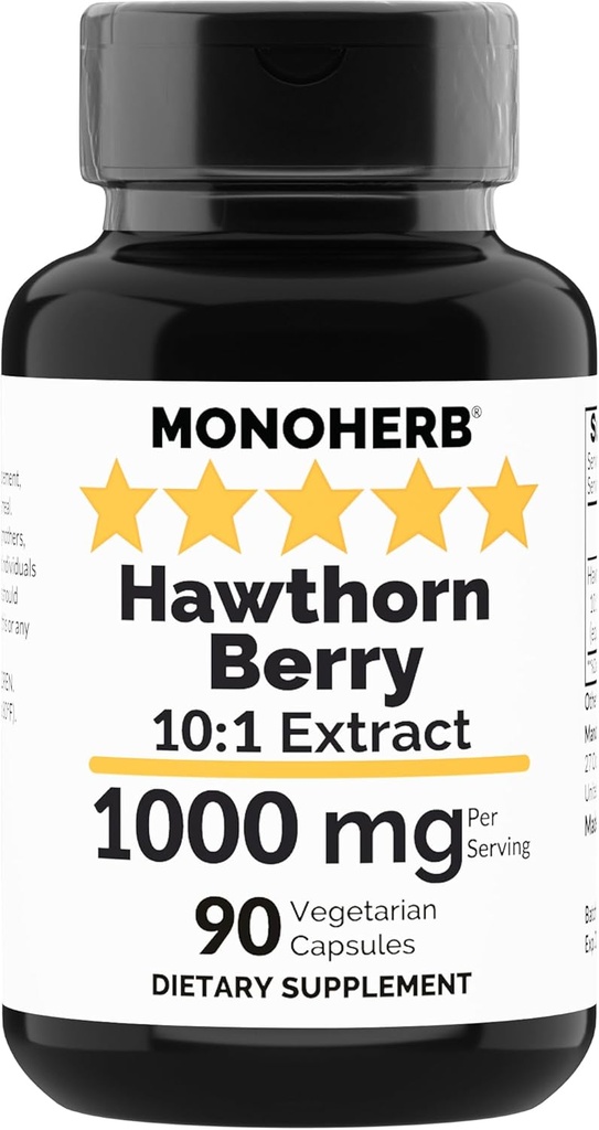 MONOHERB Hawthorn Berry Extract 1000 mg - 90 Vegetarische Capsules