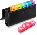 Sukuos Weekly Pill Organizer 4 keer per dag met PU lederen behuizing, grote 7 dagen pil Box (Morning Noon Eve Bed), Daily Pill Case voor vitamine/Visolie / aanvullingen