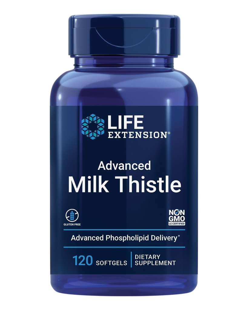 Thistle de lait avancé, Supplément de santé hépatique, Détox hépatique, Division cellulaire, silymarin, silybine, biodisponible, Sans gluten, Non-OGM, 120 softgels