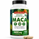 Biologische Maca Root Capsules voor Vrouwen & Mannen 2400mg per Serving - 150 Pillen Zwart, Rood, Geel Maca Supplement - Gelatiniseerde Macaroot, Non-GMO, Vegan door Peruaanse Naturals