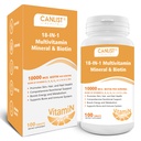 Hair Skin and Nails Multi-Vitamin for Men & Women, 10000mcg Biotine & Multimineral, Bevat B-Vitaminen, Vitaminen C, E & D3, Trace Minerals, Zink, Glutenvrije, Dairy-Free, Soy-Free, 100 tabletten