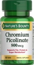 Nature's Bounty Chromium Picolinaat, ondersteunt vet, eiwit en suiker Metabolisme, mineraalsupplement, 800 mcg, 50 tabletten