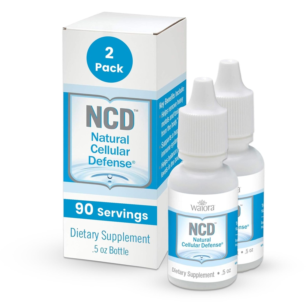 Waiora Natural Cellular Defense (NCD) Liquid Zeolite Drops, Clinoptiloliet voor mannen en vrouwen - Supplement voor Immune, gezonde Gut Support, Reiniging, pH-balans (0,5oz Fles, 2 Ct 180 serv)