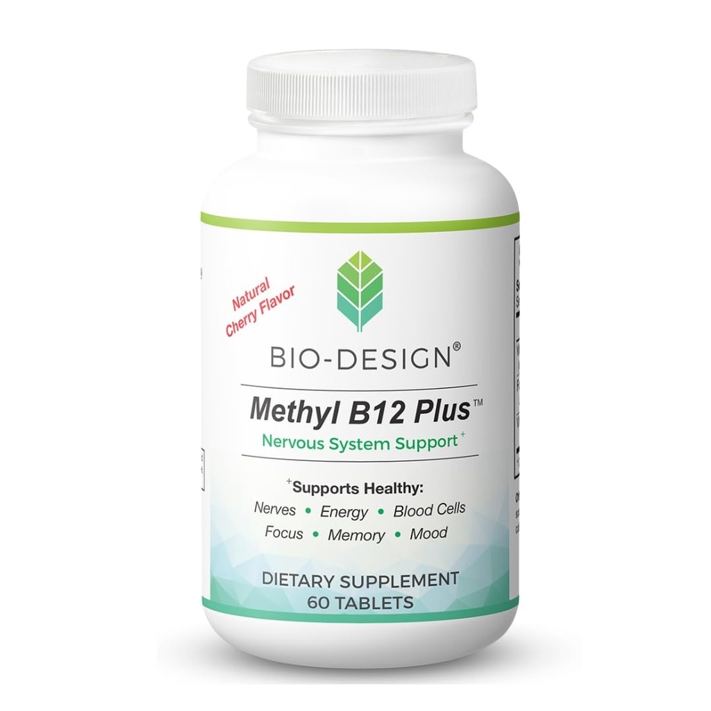 Supplément de folate de méthyle B12 5000 mcg Plus - méthylcobalamine, L-méthylfolate - Méthylé et biodisponible – soutient un système nerveux sain, le métabolisme de l'énergie et la santé du cerveau - 60 comprimés
