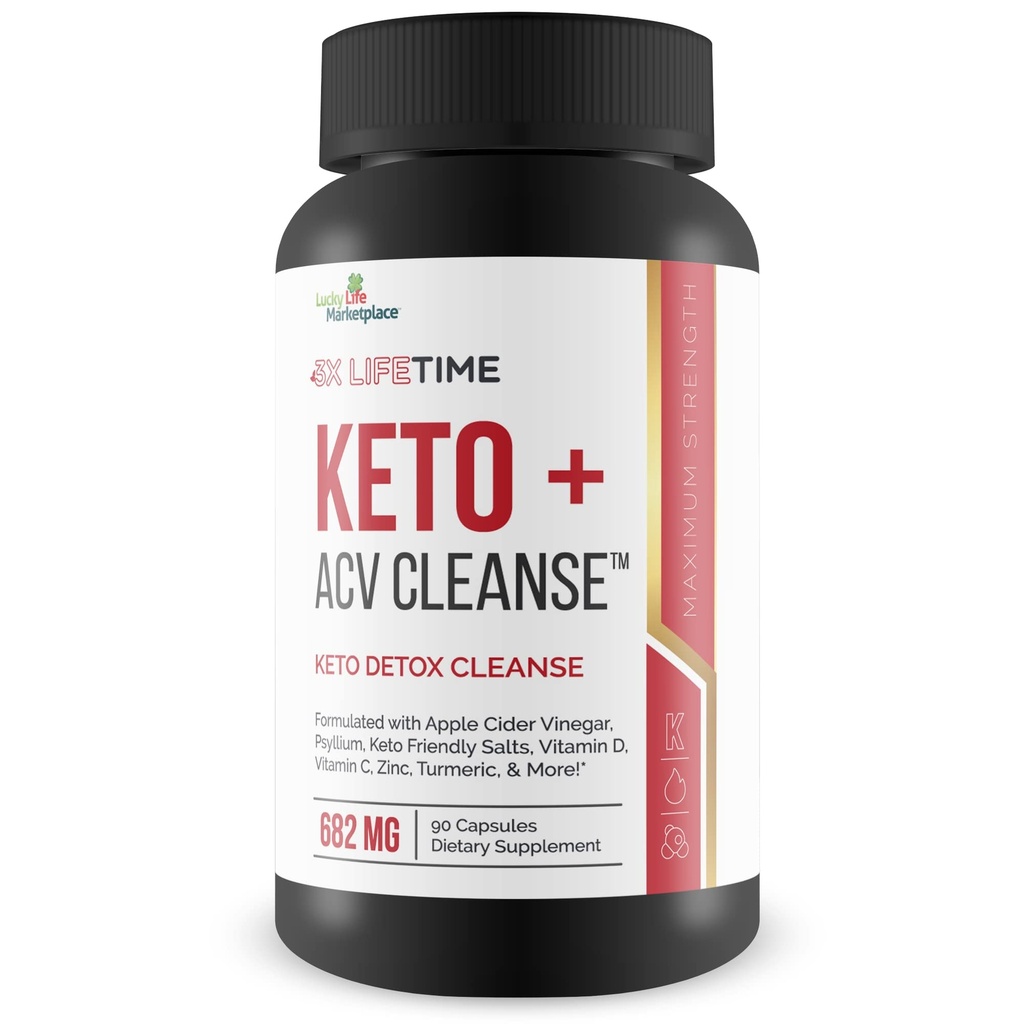 3X Lifetime Keto + ACV Cleanse - Keto Detox Cleanse pour le nettoyage complet du corps - 90 jours d'approvisionnement - aider à réduire le bloat Belly avec/Psyllium Support digestif - promouvoir l'énergie et la focalisation - Keto Detox Cleanser