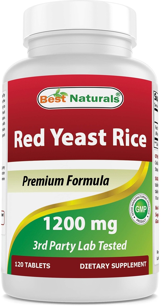 Best Naturals Red Gist Rice 1200 mg (Non-GMO) 120 tabletten - Niet-gestraald, Citrininevrij