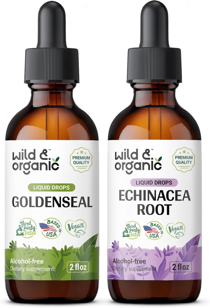Wild & Organic Goldenseal Tinctuur 2 fl oz & Echinacea Tinctuur 2 fl oz