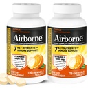 Airborne 1000mg Vitamine C + supplément de soutien immunitaire de zinc Comprimés à croquer, Arôme d'agrumes avec des antioxydants puissants Vitamines A C & E, 116 Comprimés à croquer (2 Pack)