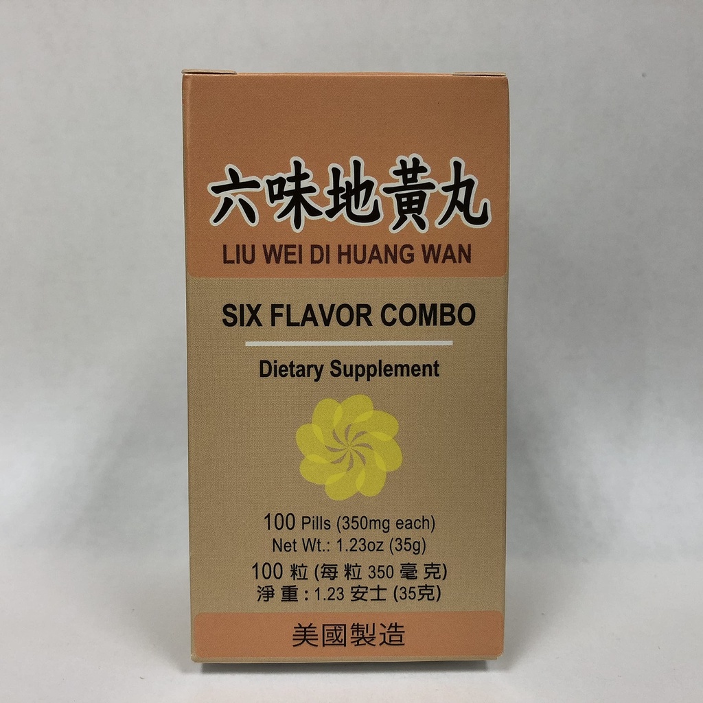 Zes smaak Combo:: Liu Wei Di Huang:: Kruidensupplement voor duizeligheid, zweten, Tinnitus:: Made in USA