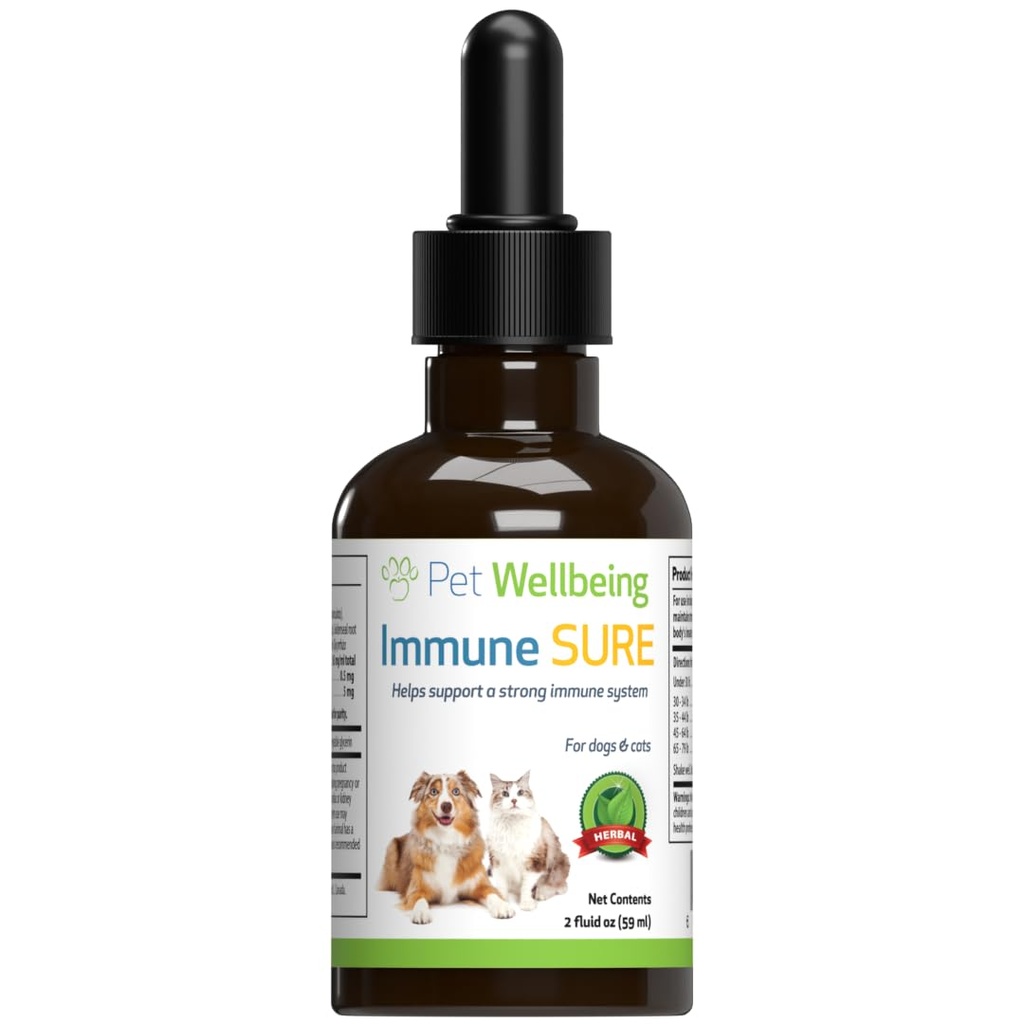 Bien-être de l'animal Immune Sure pour les chats - soutient les défenses immunitaires normales, Gut Flora Balance, Andrographis, Echinacea, Vitamine C, Zinc - Vétérinaire-formulé supplément à base de plantes 2 fl oz (59 ml)