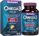 Bluebonnet Nutrition Omega-3 Hartformule Natural Wild Caught Triglyceride Form DHA 600 mg EPA 800 mg - Hooggeconcentreerde Hartgezondheid Support Supplement - Glutenvrij - 60 Softgel