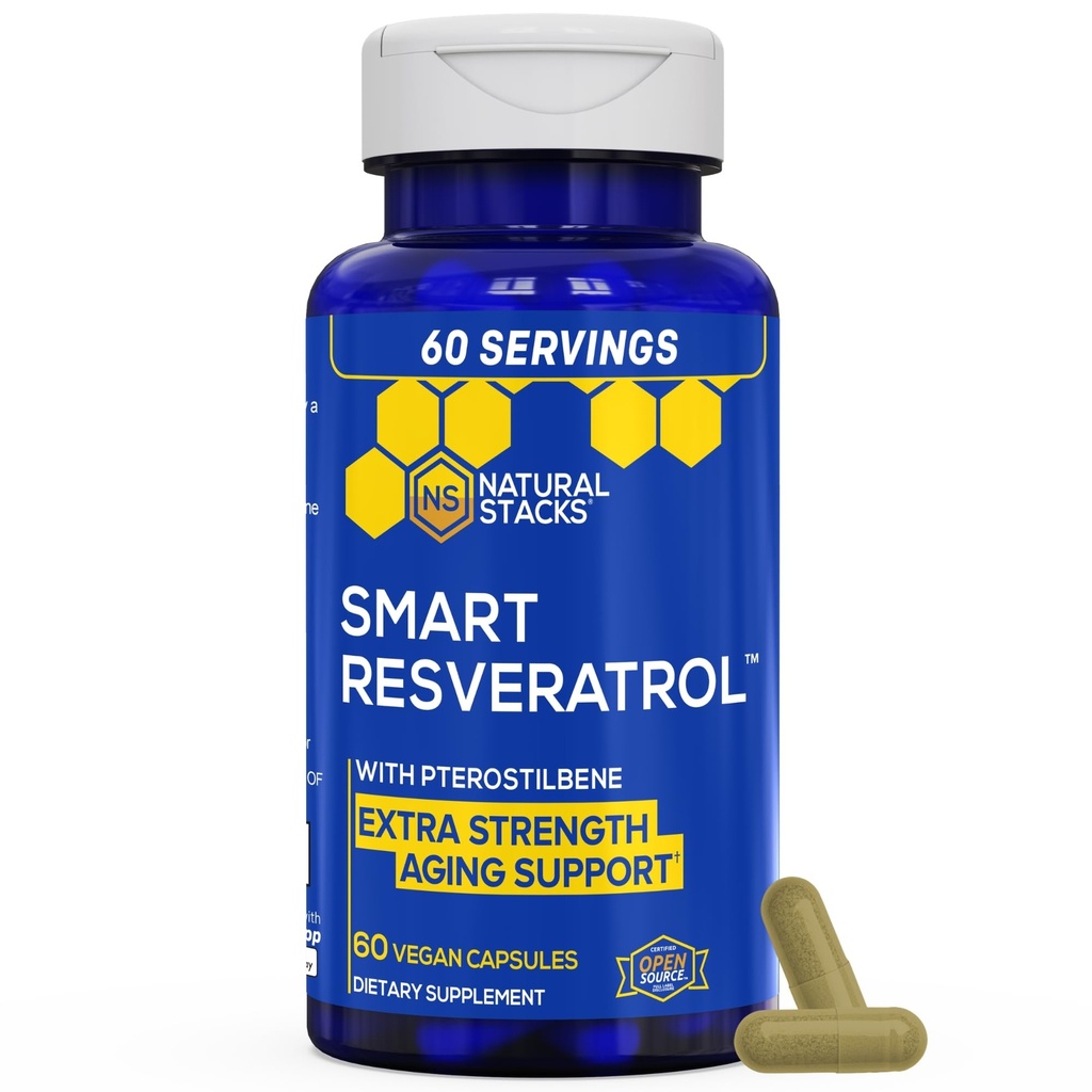 Resveratrol Supplement - 250mg Trans-Resveratrol & 10mg Trans-Pterostilbene - Antioxidanten Supplement met 200mg Red Wine Extract - Extra sterkte Veroudering Ondersteuning - 60 Japanse Knotweed Capsules