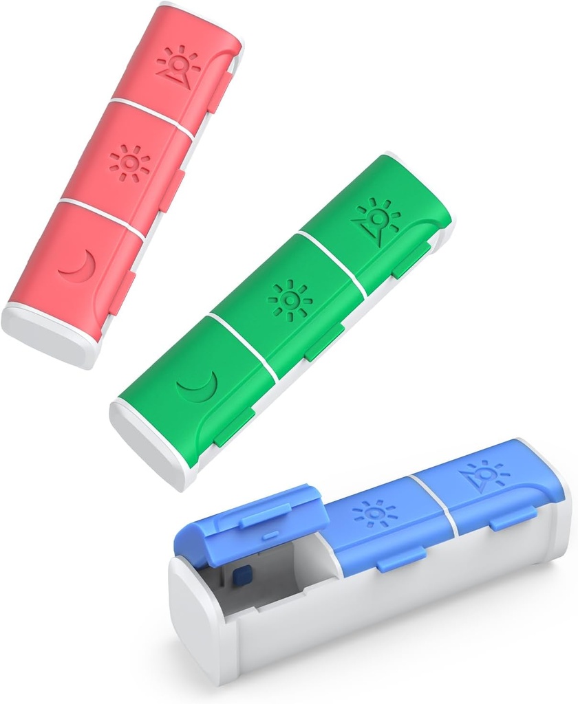 Pillen Organisator 3 keer per dag, (3 Pack) Kleine pil Box, Daily Pill Organizer, Vocht Proof Travel Pill Case voor Pocket Purse, Portable Medicine Box te houden vitamines, visolie, supplementen