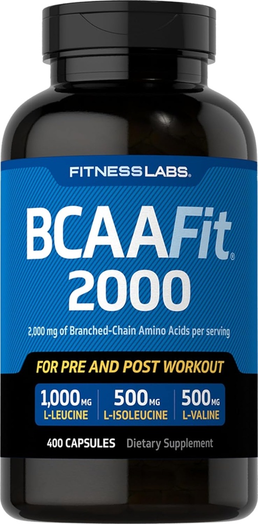 Fitness Labs BCAAFit 2000 - Acides aminés à chaîne ramifiée pour la croissance et la récupération musculaires* (400 capsules)