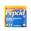 Pepcid AC Maximale sterkte Heartburn Relief Tablets, OTC Medicine voorkomt & Relieves Heartburn Vanwege zuur indigestie, 20mg Famotidine Acid Reducer, Snelwerkende, 75 Ct