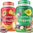 Superfood Fruit en Veggie Supplement - 360 Whole Super Fruit en Plantaardige Supplementen & Vitamine met Beta-Caroteen, Soja Vrij- 180 Tellen (Pack of 2)