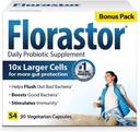 Supplément probiotique quotidien Florastor pour les femmes et les hommes, prouvé pour soutenir la santé digestive, Saccharomyces Boulardii CNCM I-745 (54 capsules), boîte de 4