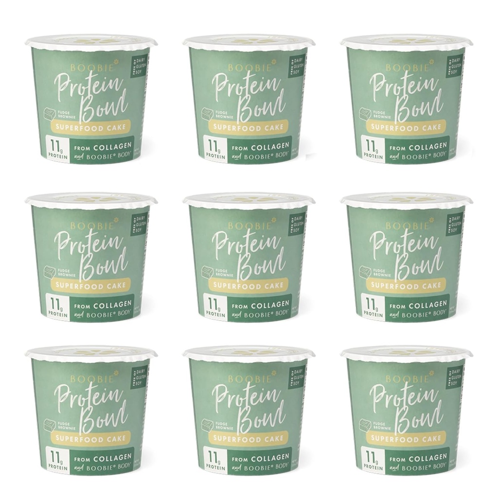 Boobie Superfood Protein Bowl avec collagène gazonné pour l'allaitement et le soutien post-partum, sans fenugrec, sans gluten, sans lait - Fudge Brownie (9 comte)
