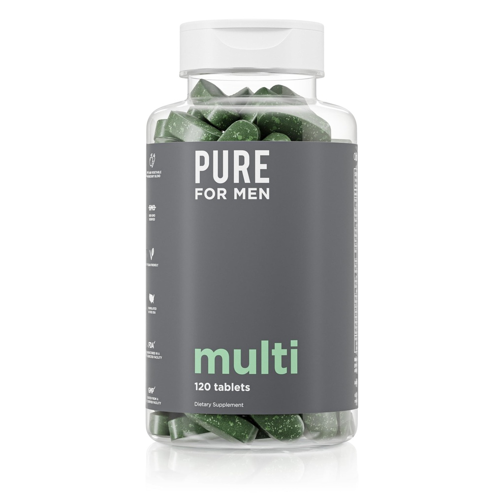 Pure pour les hommes Multivitamine Supplément d'énergie, soutien de l'humeur, os forts, antioxydants, minéraux.