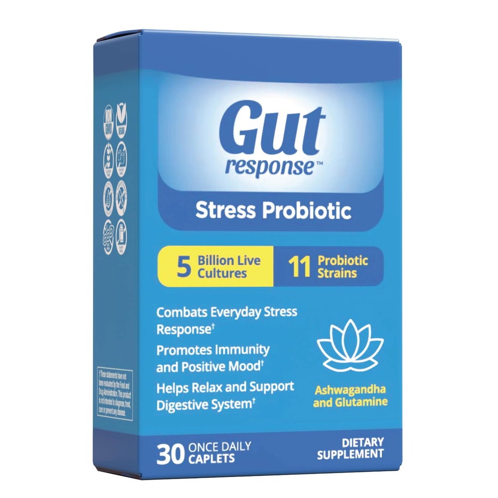 Stress Probiotic for Men & Women, Slows Down Digestive Aging, Boosts Immune System, Promoot kalmte, Ashwagandha, L-Glutamine, Non-GMO, Glutenvrij & Vegan, 5 miljard CFU, 30 Capletes