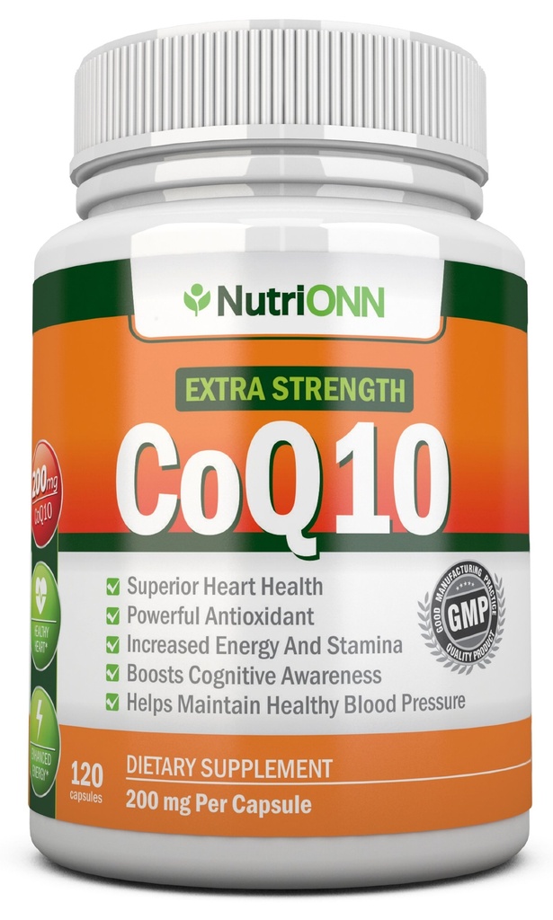 CoQ10 200 mg (dubbele sterkte), 120 capsules - Hoge absorptie Co-enzym Q10 - wetenschappelijk bewezen extra sterkte CoQ10 Ubichinon - 4 maanden levering