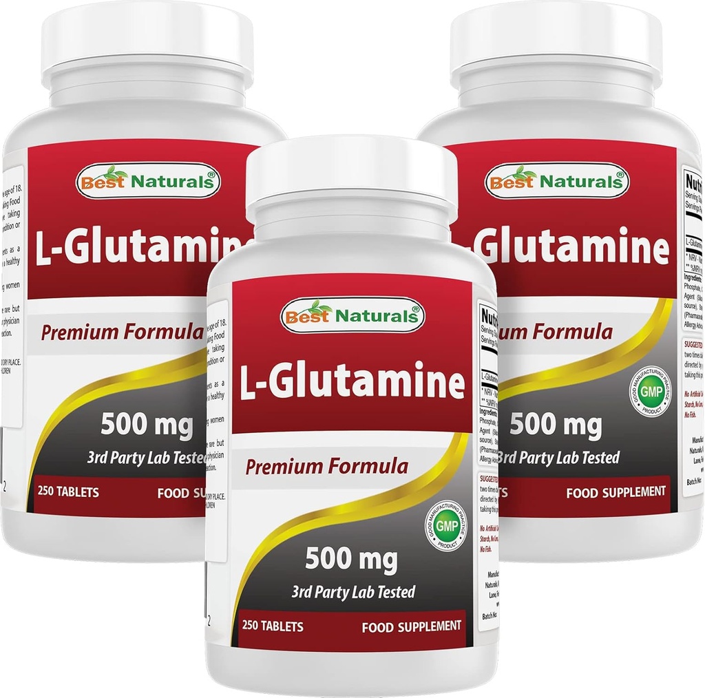 Best Naturals L-Glutamine 500mg, 250 tabletten (250 telling (verpakking 3))