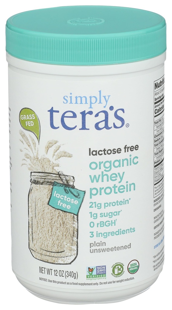 Simpelweg Tera's biologische normale lactosevrije wei-eiwit, 12 Oz