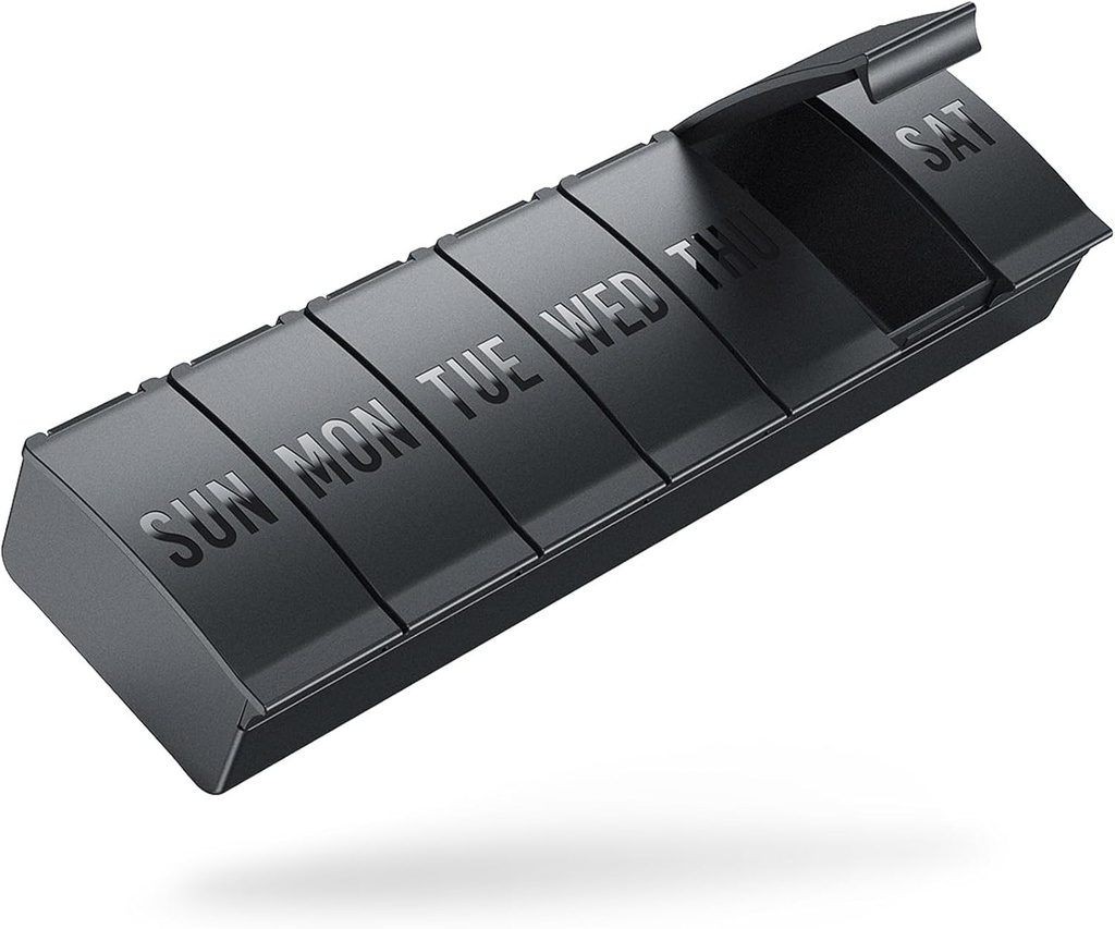 Barhon Pill Organizer Large, Weekly Medicine Pill Organizers, 7 Day Pills Box Case Travel for Big Vitamin Supplements Fish Oil, Black