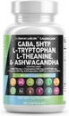 Clean Nutraceuticals GABA 750mg 5 HTP 200mg L Tryptofan 500mg L Theanine 200mg Ashwagandha SAM-e L-Glycine - Goede ondersteuning Vitaminen voor vrouwen en mannen met L-tyrosine 5-HTP (5-Hydroxytryptofaan)