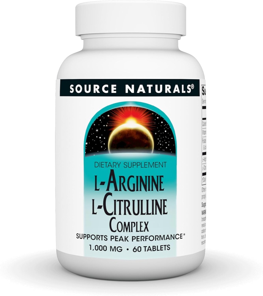 Bron Naturals L-Arginine L-Citrulline Complex 1000mg Essentiële Aminozuur Supplement - 60 tabletten