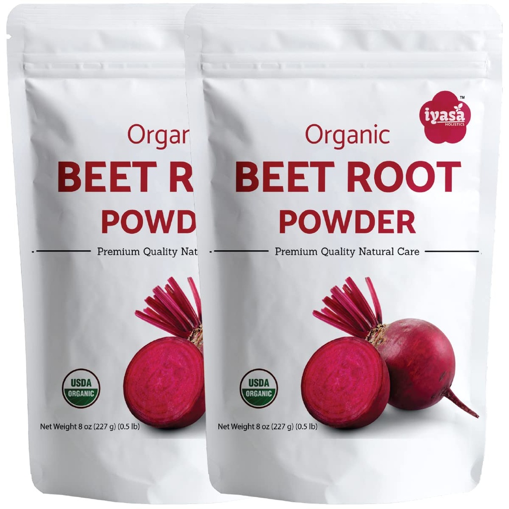 Iyasa Biologische Beetwortelpoeder op basis van planten, veganistisch, glutenvrij, rode bieten Superfood voor bakken en koken 1 lb 16 oz 453 gm