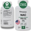 PRISTINE'S N-Acetyl-L-Cysteine (NAC) 600MG 30-Day Supply Potent Lung & Liver Immunity Antioxidant Supplement Capsules - Mood & mentale gezondheid ondersteuning