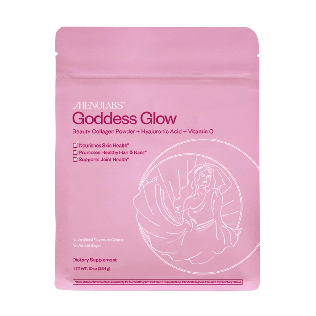 MENOLABES Déesse Glow Collagen Peptides Poudre (Type I, III) - 14 portions (280 g) - Suppléments à la ménopause pour les femmes atteintes d'acide hyaluronique et de vitamine C - Sans saveur