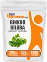 BulkSupplements.com Ginkgo Biloba Extract Powder - from Ginkgo Biloba Leaf, Antioxidant Source, Herbal Supplement - Glutenvrij, 200mg per portie, 500g (1.1 lbs) (Pack of 1)