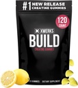 Xwerks Build Creatine Gummies for Men and Women, 120 Telling, 100% Pure Creatine Monohydraat, Lemon Flavored Muscle Building Gummies 4g Per Serving, Pre Workout Anti Melting, 5000mg Totaal Creatine
