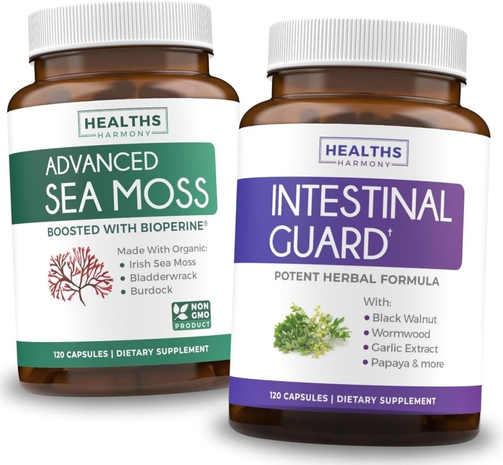 Intestinal Guard & Irish Sea Moss (2-maands aanbod) Guard & Moss Fusion Bundle - Intestinal Guard (120 capsules) Potent Natural Formula and Organic Irish Sea Moss (120 capsules) Raw Vegan Supplement