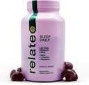 Relate Sleep Daily Gummies - Mushroom-Infused Sleep Support with Low-Dose Melatonin, Magnesium, L-Theanine, Lion's Mane, Reishi, Cordyceps, and Turkey Tail Mushrooms - Vegan, Made in USA - 60 Count