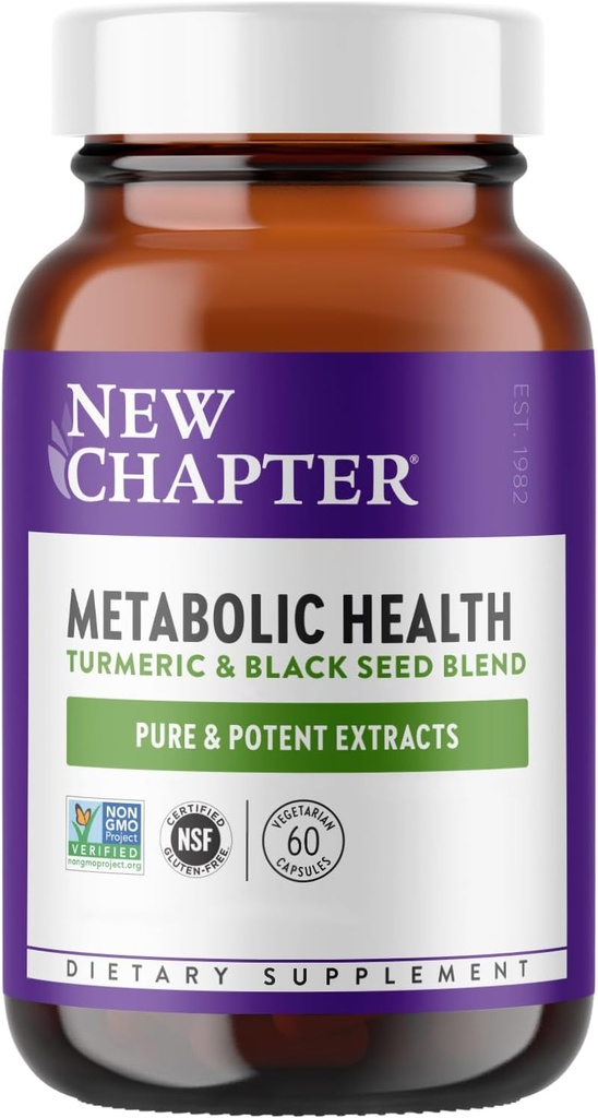 Nieuw hoofdstuk Metabole gezondheid, Golden Black Seed, Black Seed Oil + Kurkuma voor gezonde Mood, gezond gewicht - 60 kt Vegetarian Capsule