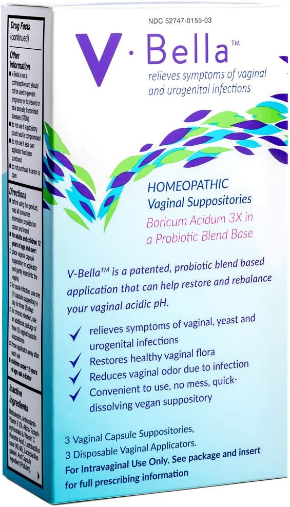 V-Bella Boorzuur + Probiotische Vaginale Suppositorieën- een natuurlijkere manier om de symptomen van Gist, Bacteriële (BV) en Urogenitale infecties te verfrissen, te verminderen jeuk & Odor