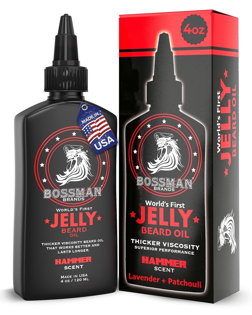 Bossman Jelly Beard Oil for Men (4 oz, Hammer Scent)