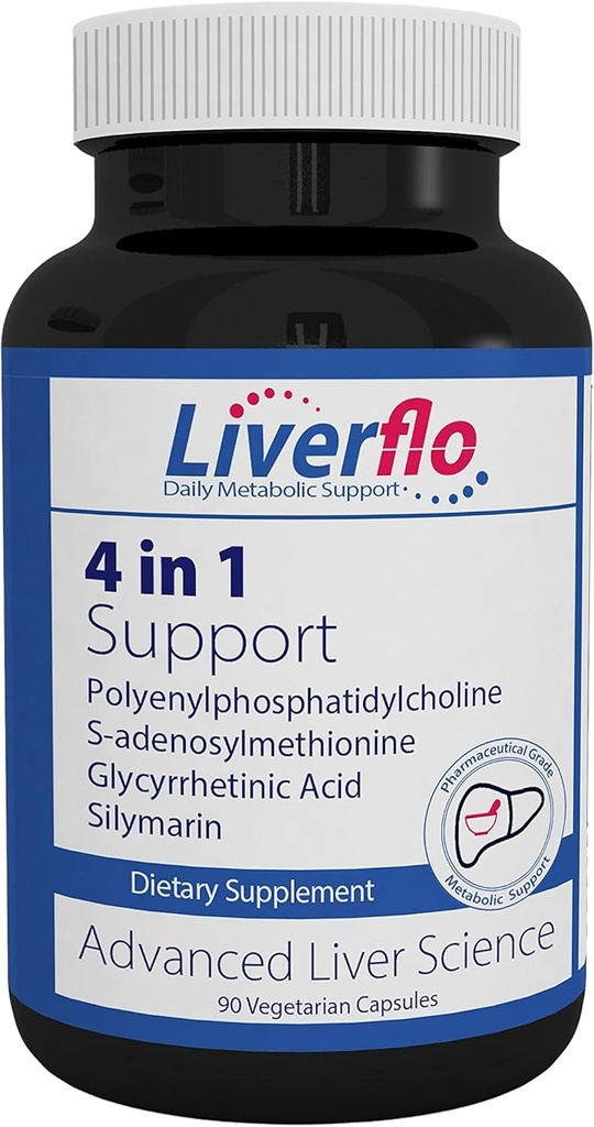 Nutrasale leverFlo lever ondersteuning PPC Polyenylfosfatidylecholine S-adesnosylmethionine Glycyrrhetinezuur Silymarine supplement Vegetarische capsules