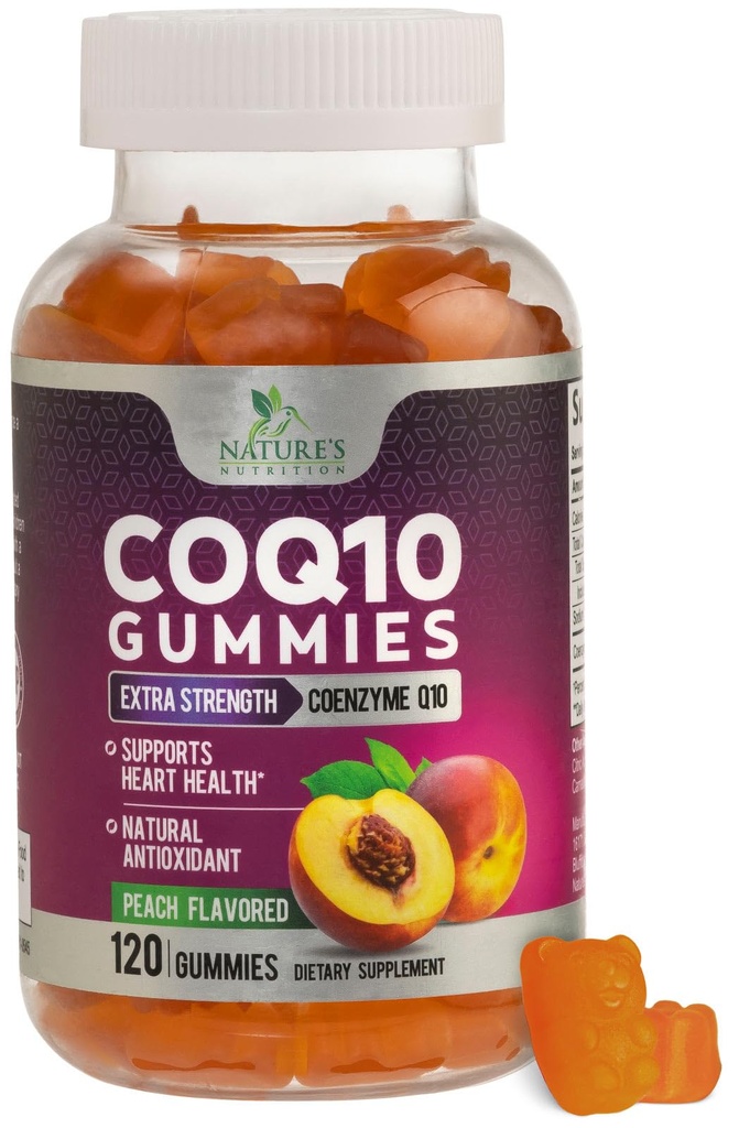CoQ10 Gummies 100mg - 3X Strength, High Absorption, Supplément antioxydant pour la santé cardiaque et la production d'énergie, Ultra Coenzyme Q10 Vitamines, Coq 10 Suppléments, Non-OGM - 120 CoQ10 Gummies