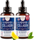WINDSOR BOTANICS Liquid Collages voor vrouwen en mannen - Haar, huid, Nails Vitamines - Citroen smaak Collageen Peptiden Haargroei Drank - 5000mcg Biotine, 10.000mcg - US Made - 2x2oz
