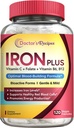 Recepten IJzeren supplement voor vrouwen Mannen - Gentle Iron Bisglycinaat met vitamine C, B6, Folaat & B12 - Niet-constipatieve & Maag Vriendelijke Iron Pillen voor Blood & Energy Support, 120 Vegan Caps